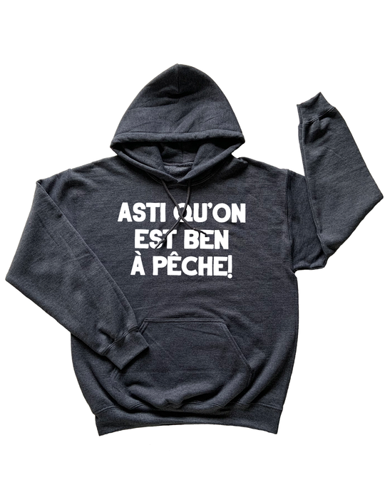 Hoodie Asti Qu'on Est Ben À Pêche