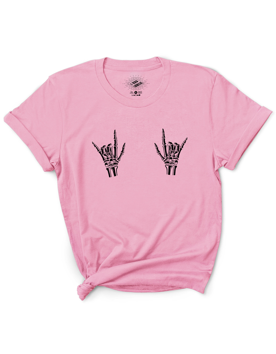 T-Shirt Mains de Squelette 'Rock On'