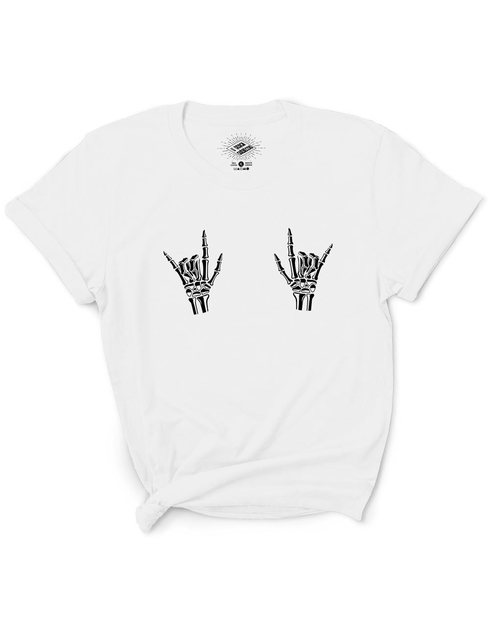 T-Shirt Mains de Squelette 'Rock On'