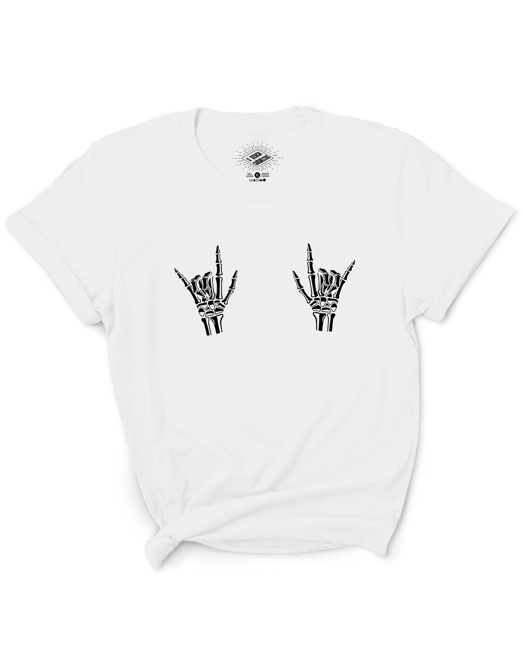 T-Shirt Mains de Squelette 'Rock On'
