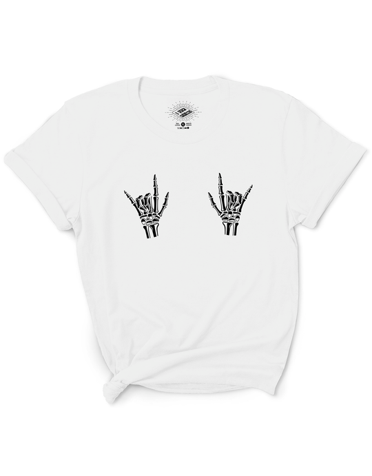 T-Shirt Mains de Squelette 'Rock On'
