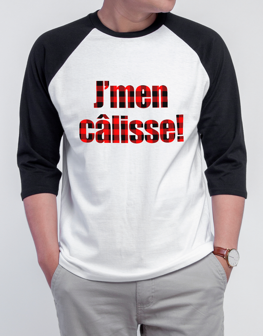 T-Shirt Raglan J'men Câlisse! Version Carreauté
