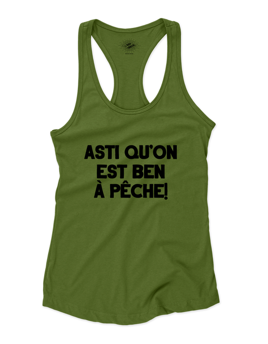 Camisole pour femme Asti Qu'on Est Ben À Pêche