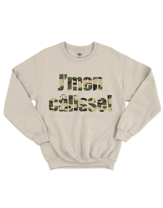 Chandail Coton Ouaté J'men Câlisse! Version Camouflage Vert