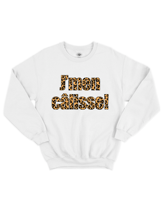 Chandail Coton Ouaté J'men Câlisse! Version Léopard